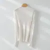 Novo Estilo de Outono Inicial Todo Lã Yangzi OTW Sem Costura Integrado Malha Fina Lavável à Máquina Top Camada Base Gola Alta Slim Fit