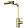 Grifo de cocina negro dorado para agua fría y caliente, grifo telescópico para fregadero, grifo extraíble de acero inoxidable 304