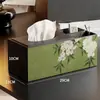 Estilo Retro Chinês Porta-Lenços de Mesa de Couro Dispensador Caixa Bancada Vintage Multifuncional Caixa de Armazenamento de Controle Remoto
