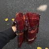 Bufanda de Cuadros Rojos Hoja de Arce para Mujer Invierno Estilo Coreano Ambiente Chal Doble Uso Cuello Calentador de Cuello Todo Fósforo 2024