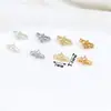 Corona de Mariposa de Cobre Chapada en Oro de 14K que Conserva el Color, Separador de Doble Agujero y Doble Línea con Incrustación de Pedrería, Accesorios para Joyería DIY D43