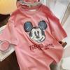 Playera de Algodón Puro Estilo Americano Retro Divertida Graffiti Estampado de Mickey Cuello Redondo para Mujer 2024 Verano Nueva Versátil Reductora de Edad Holgada