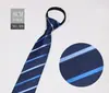 Fabricante Corbata de Hombre Negra Rayas Azules Corbata de Negocios Corbata de Cremallera Perezosa Sin Nudo En Stock Al Por Mayor