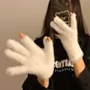 Guantes de Felpa de Cinco Dedos con Pantalla Táctil Guantes de Ciclismo Gruesos de Lana Cálidos de Invierno para Estudiantes Guantes de Ciclismo con Pantalla Táctil de Piel de Visón
