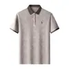 (Alta calidad) Nueva Camisa Polo Transfronteriza para Hombre, Color Sólido, Casual de Negocios, Corte Ajustado, Tejida, Cuello Campana, Manga Corta, Diseño de Caballo