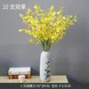 Orquídea de cinco ramos feita sob medida com cabeças de flor amarelas, flores artificiais para decoração de casa, casamento e hotel, buquê de orquídeas e peças decorativas, fabricante