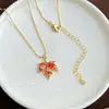 Colar Folha de Bordo com Zircônia Estilo Francês de Luxo Leve, Corrente para Suéter Elegante e da Moda, Gargantilha Geométrica Retrô Artística para Mulheres