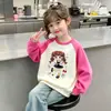 Sudadera de invierno para niña con forro polar 2026 nuevo degradado bordado sintético linda de manga larga holgada cálida para bebés y niños