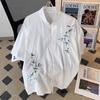 Estilo Chinês Nova Camisa Tang Bordada Estilo Chinês Linho Manga Curta Masculina Verão Meia-manga Jaqueta Camisa Vintage