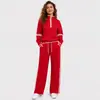 Conjunto esportivo casual popular transfronteiriço europeu e americano para mulheres, com moletom com zíper e gola semi-alta e calça longa larga solta, conjunto de duas peças