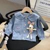 Nuevo Top de Mezclilla Casual de Manga Larga con Botones para Niñas, Estilo Vaquero, Muñeca de Dibujos Animados Linda, Conejo