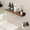 Estante de Almacenamiento para Baño de Nogal Baño Inodoro Escritorio de Lavado Inodoro Pared Estante de Almacenamiento sin Agujeros