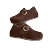 Otoño 2026 Nuevos Zapatos Birkenstock de Gamuza con Correa Hebilla, Punta Redonda, Corte Bajo, Suela Gruesa Antideslizante, Tacón Oculto, Mocasines de Suela Suave