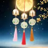 Flores y luna llena para el Festival de Medio Otoño, colgante de campana de palacio de conejo de jade, adorno colgante de borla hecho a mano DIY, carillón de viento para coche, accesorio colgante de decoración navideña