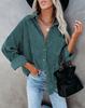 Comércio exterior europeu e americano transfronteiriço roupas femininas 2022 outono e inverno nova camisa de veludo cotelê grande da Amazon com botões soltos