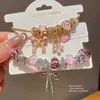 Pulseira Flor Coração com Gotejamento de Óleo Cravejada de Diamantes, Pulseira Estilo Palácio Retrô, Joia Levemente Luxuosa e de Alto Padrão para Mulheres