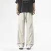 Pantalones de paracaidista plisados estilo americano transfronterizos para hombre, de verano, finos, ropa de trabajo, seda helada, secado rápido, holgados, rectos, pantalones casuales
