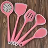 Juego de utensilios de cocina de silicona, espátula, colador de cocina de cinco piezas, cuchara de arroz, sartén antiadherente, espátula de silicona, cuchara para sopa