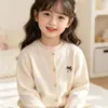 Cárdigan de Punto para Niña Otoño/Invierno 2026 Suéter Informal con Lazo y Cuello Redondo para Niña Abrigo Casual Dropshipping Transfronterizo