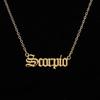 Collar Transfronterizo Grabado Estilo Nuevo Simple Acero Inoxidable 12 Signos del Zodiaco Corte Acero de Titanio con Doce Letras Inglesas Joyería de Moda