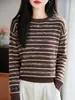 Camiseta base de lã sintética fina com gola redonda, delicada, versátil, roupa íntima simples, design quente, para o trajeto de outono e inverno, suéter de lã estilo elegante