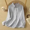 Camisa de manga larga a rayas con cuello polo para mujer, top vintage que reduce la edad, camisa básica de nuevo estilo 2026