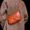 Bolso Cuadrado Pequeño Horizontal Estilo Vintage con Cremallera Bolso Cruzado Piel de Vaca Capa Superior Diseño Suave Fruncido Unisex para Viajes