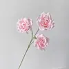 Flor Artificial Rosa Elsa de 3 Cabeças, Flor Artificial para Casamentos, Material de Tecido de Seda, Rosa Aberta com Pétalas em Cor Gradiente