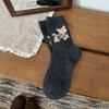 Calcetines de Lana de Cachorro Suave y Lindo Otoño e Invierno Calcetines de Media Caña Estilo Japonés Cálidos de Invierno Dibujos Animados Calcetines Holgados de Hilo Gris