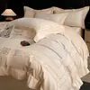 Conjunto de Quatro Peças de Algodão Puro de Luxo Leve High-End Patchwork Jacquard 100% Algodão Capa de Edredom Lençol de Cama Novo Outono/Inverno 2026 Roupa de Cama