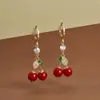 Aretes de Cereza Roja para Mujer, Diseño Popular, Modernos, Lujo Ligero, Elegantes, Aretes de Gama Alta al por Mayor