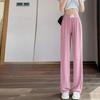 Pantalones de Pierna Ancha de Seda Helada 2025 para Mujer Verano Delgados Cintura Alta Caída Protección Solar Casual Versión Estrecha Rectos Pantalones para Barrer el Piso Pantalones de Mujer Modernos