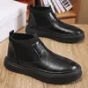 Nuevos Zapatos Casuales de Cuero de Suela Gruesa para Hombre Otoño/Invierno 2026 Zapatos de Hombre sin Cordones de Caña Alta Superficie de Cuero Mate Zapatos de Conducir
