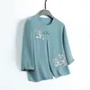 Conjunto de verão para mulheres de meia-idade e idosas top de vovó 60-70 anos mãe temperamento roupa falsa de duas peças para idosos