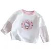Camiseta de Manga Larga para Niña, Estilo Primavera y Otoño, Estampado de Dibujos Animados Estilo Coreano, Camiseta Interior de Color Contrastante, Lindo Conjunto de Primavera Falso de Dos Piezas para Bebés Niñas