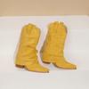 Pantalones de Mujer Botas Ante Tacón Grueso Tacón Alto Color Caramelo Slip-On Botas de Vaquero Occidental de Caballero Botas de Media Caña para Mujer Botas Cortas