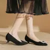 Zapatos Mary Jane estilo francés, nueva colección de otoño 2026, zapatos de vestir de ballet para mujer con tacón alto, punta cuadrada y hebilla cuadrada