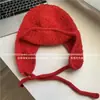 Chapéu de Lã Tricotado Estilo Coreano Inspirado na Atmosfera de Inverno para Mulheres, Chapéu Aviador Quente Protetor de Orelhas para Outono e Inverno, Chapéu Trapper de Esqui