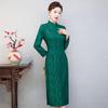 Vestido de banquete de boda para madre, cheongsam de longitud media mejorado, vestido de manga larga para mujer de mediana edad, vestido de otoño de estilo occidental