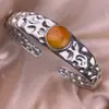 Pulseira Antiga de Cera Prata s925 Incrustada Design Retro Antigo de Abertura Larga Moda Prata Antiga Estilo Antigo