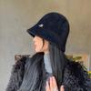 Novo estilo coreano outono e inverno feminino pelúcia balde chapéu lazer ao ar livre vison-como cor sólida letra etiqueta bacia chapéu moda
