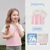 Ropa de Verano de Manga Corta Falsa de Dos Piezas para Niñas Jellybaby Ropa para Niños Dulce Ropa para Bebés Delgada Ropa de Verano para Niños
