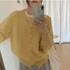 Suéter Grossinho Gola Redonda Estilo Coreano para Mulheres 2025 Novo Outono e Inverno Casaco de Tricô Cardigan Soltinho Estilo Preguiçoso Top