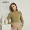 Camisa Base Feminina de Veludo Outono e Inverno Nova com Ácido Hialurônico Térmica para Beleza da Pele Gola Alta Quente Slim Manga Longa Camiseta