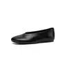 Zapatos de abuela de piel de oveja talla grande 40-42, simples y versátiles, otoño 2026 cómodos planos puntera redonda cuero genuino poco profundos de un solo color para mujer