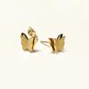 Pendientes de mariposa de acero y titanio en oro de 18 quilates para mujer, diseño tridimensional de doble capa, temperamento simple, personalidad pequeña, pendientes versátiles