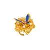 Anillo de apertura ajustable con incrustaciones de flor de mariposa chapado en oro de cobre puro Accesorios Hanfu joyería antigua anillo de boda nupcial