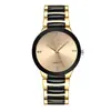 Nuevo reloj de imitación de acero de tungsteno transfronterizo, unisex, correa de cerámica bicolor con esfera incrustada de diamantes, reloj de cuarzo para negocios y desplazamientos
