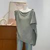 Top de Punto de Manga Corta para Mujer con Hombros Normales, Nuevo Estilo Verano 2026 Diseño Corto Elegante, Blusa Chic de Primavera con Sentido del Diseño