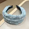 Faixa de Cabelo Jeans com Lantejoulas Estilo Hong Kong Retrô Design Coreano de Nicho Versátil Versão Larga Rasgada Faixa Personalizada para Cobrir Costuras do Cabelo para Mulheres